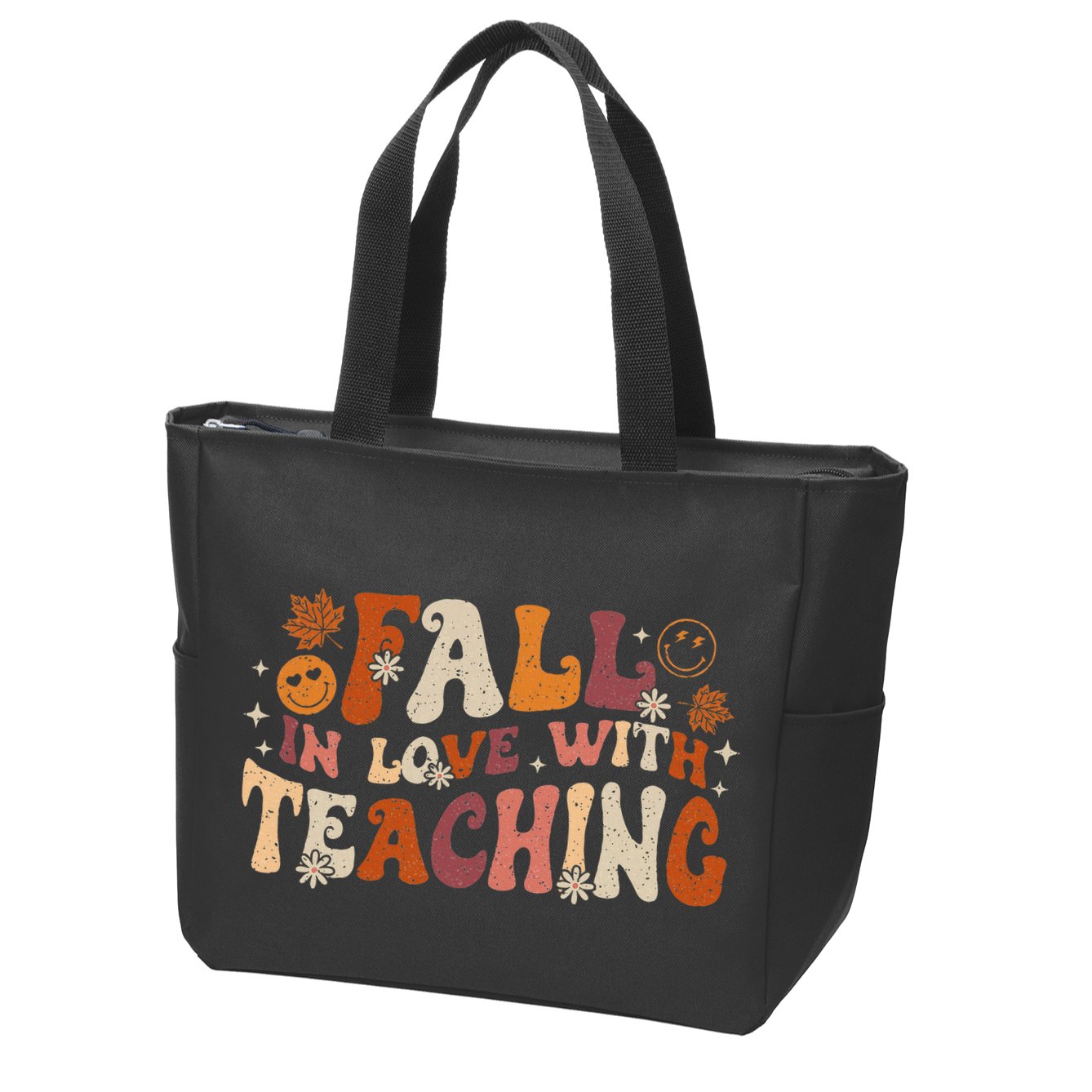Fall In Love With Teaching Autum Thanksgiving Fall Teacher Zip Tote Bag