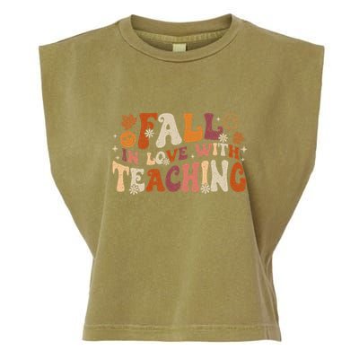 Fall In Love With Teaching Autum Thanksgiving Fall Teacher Garment-Dyed Women's Muscle Tee
