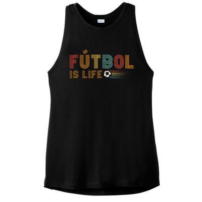 Futbol Is Life Football Lover Soccer Funny Vintage Ladies PosiCharge Tri-Blend Wicking Tank