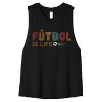 Futbol Is Life Football Lover Soccer Funny Vintage Women's Racerback Cropped Tank