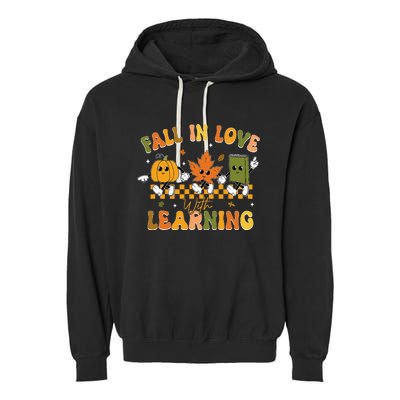 Fall In Love With Learning Retro Pumpkin Thanksgiving Garment-Dyed Fleece Hoodie