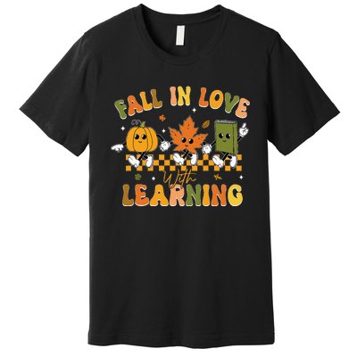 Fall In Love With Learning Retro Pumpkin Thanksgiving Premium T-Shirt