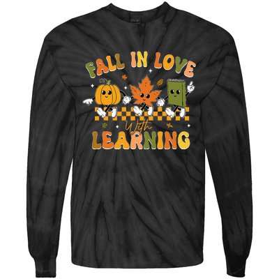 Fall In Love With Learning Retro Pumpkin Thanksgiving Tie-Dye Long Sleeve Shirt