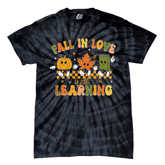 Fall In Love With Learning Retro Pumpkin Thanksgiving Tie-Dye T-Shirt