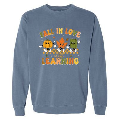 Fall In Love With Learning Retro Pumpkin Thanksgiving Garment-Dyed Sweatshirt