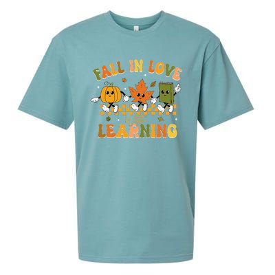 Fall In Love With Learning Retro Pumpkin Thanksgiving Sueded Cloud Jersey T-Shirt