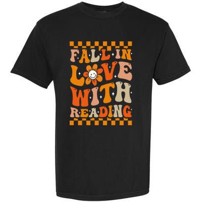 Fall In Love With Reading Books Groovy Thanksgiving Teacher Garment-Dyed Heavyweight T-Shirt