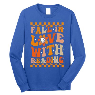 Fall In Love With Reading Books Groovy Thanksgiving Teacher Long Sleeve Shirt