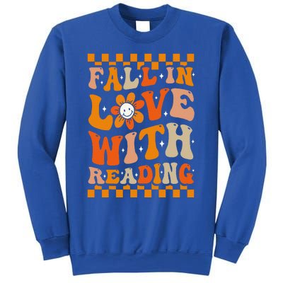 Fall In Love With Reading Books Groovy Thanksgiving Teacher Sweatshirt