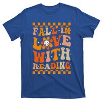 Fall In Love With Reading Books Groovy Thanksgiving Teacher T-Shirt