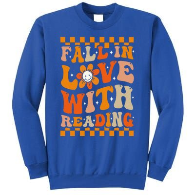 Fall In Love With Reading Books Groovy Thanksgiving Teacher Tall Sweatshirt