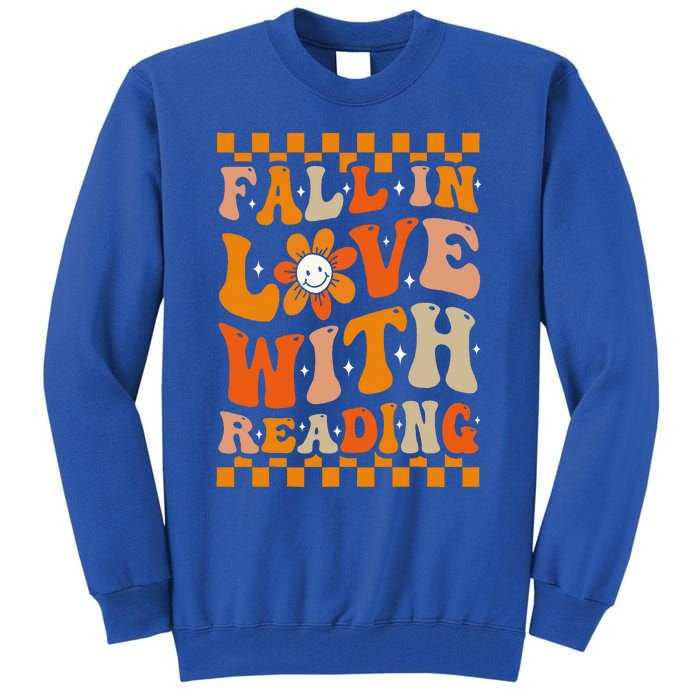 Fall In Love With Reading Books Groovy Thanksgiving Teacher Tall Sweatshirt