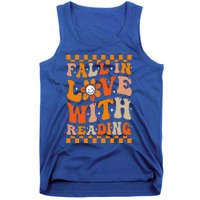 Fall In Love With Reading Books Groovy Thanksgiving Teacher Tank Top