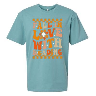 Fall In Love With Reading Books Groovy Thanksgiving Teacher Sueded Cloud Jersey T-Shirt