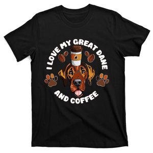 Funny I Love My Great Dane And Coffee Dog Lovers Pet Owners T-Shirt