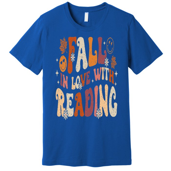 Fall In Love With Reading Autum Thanksgiving Teacher Premium T-Shirt