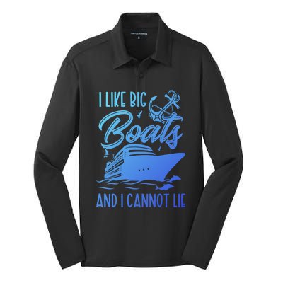 Funny I Like Bog Boats And I Cannot Lie Cruise Ship Gift Silk Touch Performance Long Sleeve Polo