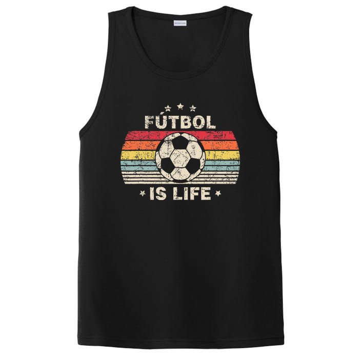 Futbol Is Life Football Lover Soccer Funny Vintage PosiCharge Competitor Tank