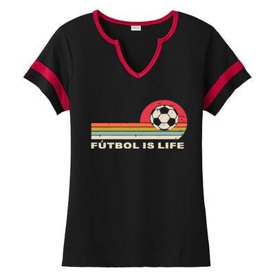 Futbol Is Life Football Lovers Soccer Funny Ladies Halftime Notch Neck Tee