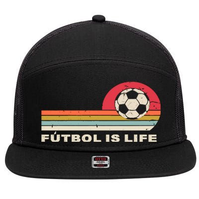 Futbol Is Life Football Lovers Soccer Funny 7 Panel Mesh Trucker Snapback Hat