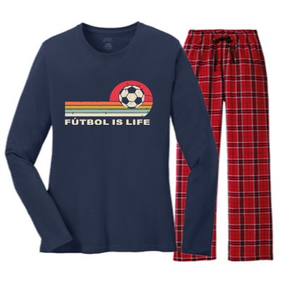 Futbol Is Life Football Lovers Soccer Funny Women's Long Sleeve Flannel Pajama Set 