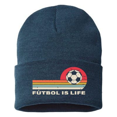 Futbol Is Life Football Lovers Soccer Funny Sustainable Knit Beanie