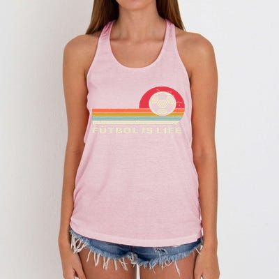 Futbol Is Life Football Lovers Soccer Funny Women's Knotted Racerback Tank