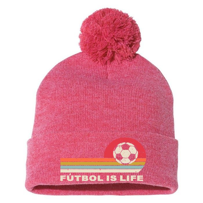 Futbol Is Life Football Lovers Soccer Funny Pom Pom 12in Knit Beanie