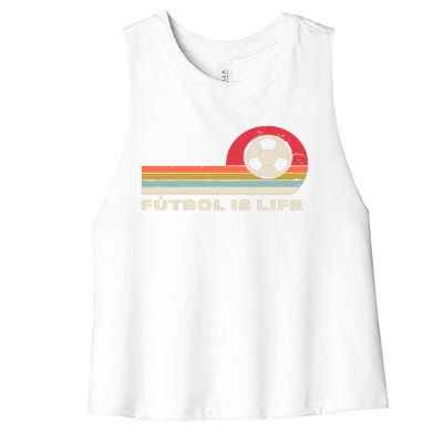 Futbol Is Life Football Lovers Soccer Funny Women's Racerback Cropped Tank