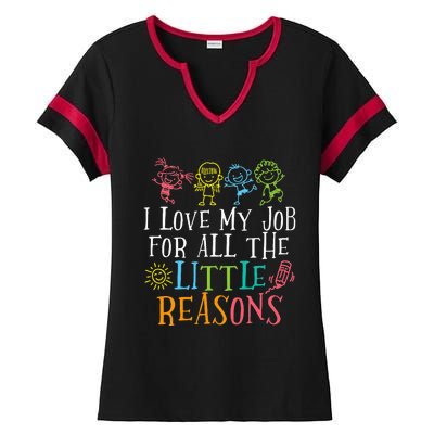 Funny I Love My Job For All The Little Reasons Ladies Halftime Notch Neck Tee