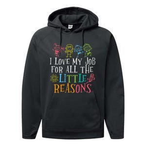 Funny I Love My Job For All The Little Reasons Performance Fleece Hoodie