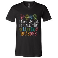 Funny I Love My Job For All The Little Reasons V-Neck T-Shirt