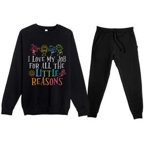 Funny I Love My Job For All The Little Reasons Premium Crewneck Sweatsuit Set