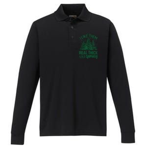 Funny I Like Them Real Thick And Sprucey Christmas Tree Xmas Performance Long Sleeve Polo