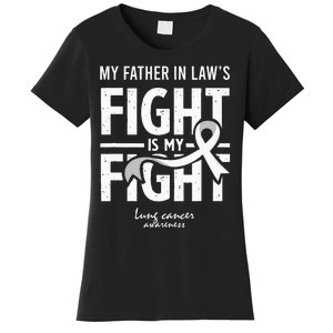 Father In Law Lung Cancer Awareness Survivor Support Mom Dad Women's T-Shirt