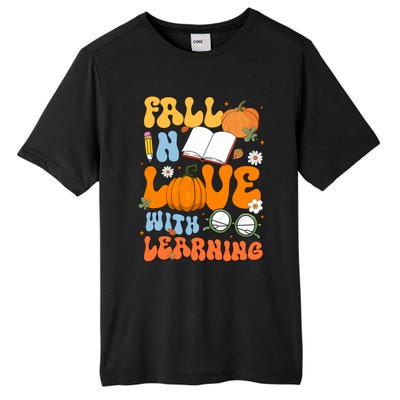 Fall In Love With Reading Book Autumn Pumpkins And Teachers Tall Fusion ChromaSoft Performance T-Shirt