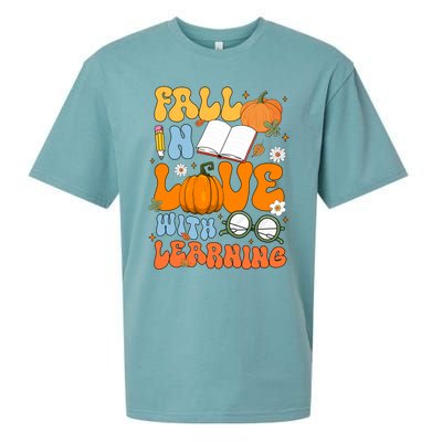 Fall In Love With Reading Book Autumn Pumpkins And Teachers Sueded Cloud Jersey T-Shirt