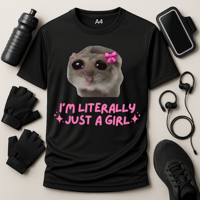 Funny IM Literally Just A Girl Sad Hamster Cooling Performance Crew T-Shirt