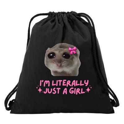 Funny IM Literally Just A Girl Sad Hamster Drawstring Bag