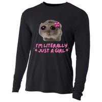 Funny IM Literally Just A Girl Sad Hamster Cooling Performance Long Sleeve Crew