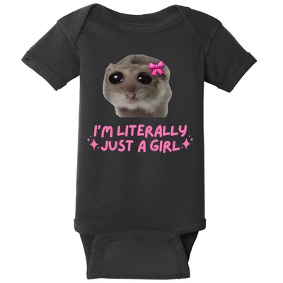 Funny IM Literally Just A Girl Sad Hamster Baby Bodysuit