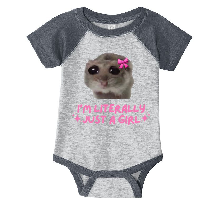 Funny IM Literally Just A Girl Sad Hamster Infant Baby Jersey Bodysuit