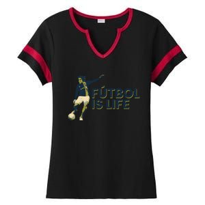 Futbol Is Life Football Lovers Soccer Funny Ladies Halftime Notch Neck Tee