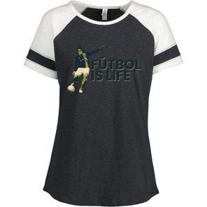 Futbol Is Life Football Lovers Soccer Funny Enza Ladies Jersey Colorblock Tee