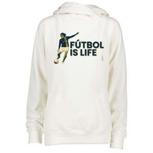 Futbol Is Life Football Lovers Soccer Funny Womens Funnel Neck Pullover Hood