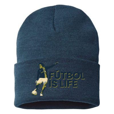 Futbol Is Life Football Lovers Soccer Funny Sustainable Knit Beanie