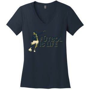 Futbol Is Life Football Lovers Soccer Funny Women's V-Neck T-Shirt