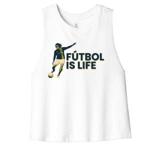 Futbol Is Life Football Lovers Soccer Funny Women's Racerback Cropped Tank