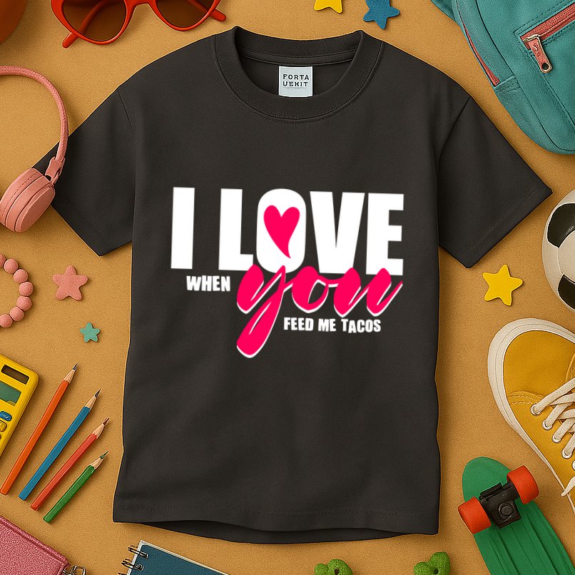 Funny I Love You I Love When You Feed Me Tacos Kids T-Shirt