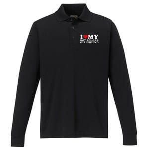 Funny I Love My Hot Cougar Girlfriend I Heart My Hot Cougar Gf Performance Long Sleeve Polo